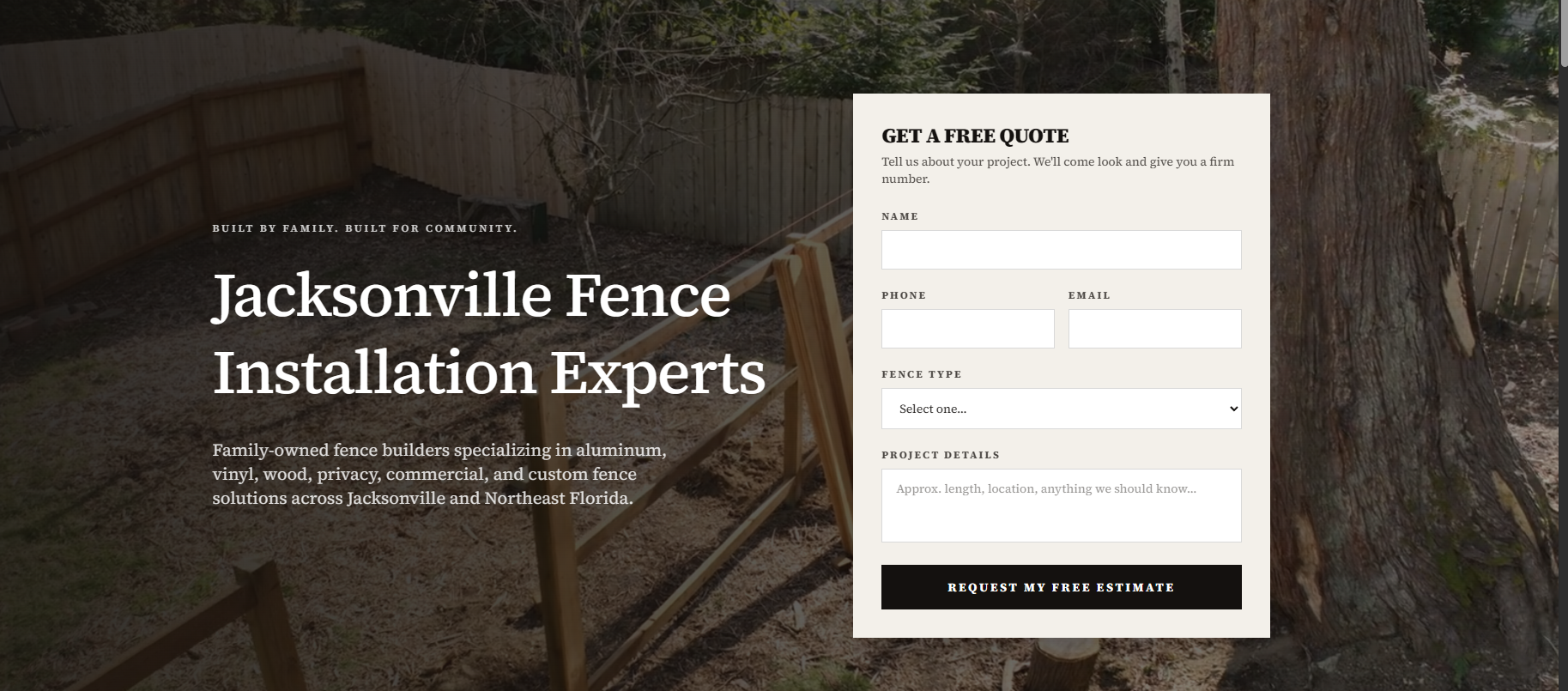 Jax Fence Builders website — Jacksonville fence contractor