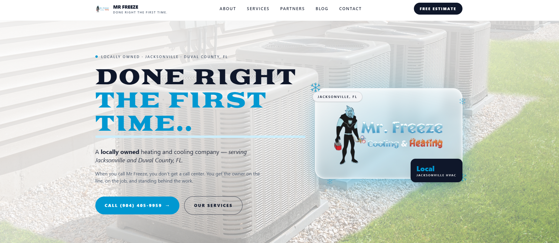 Mr Freeze HVAC website — Jacksonville HVAC contractor