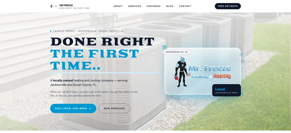 Mr Freeze HVAC website — Jacksonville HVAC contractor