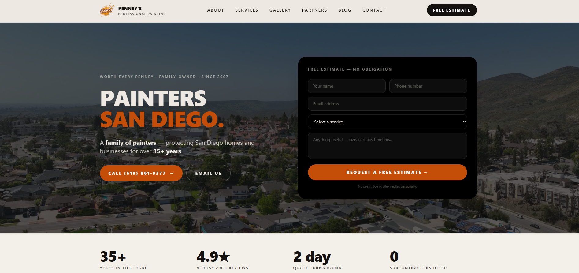 Penney's Pro Painting website — San Diego painting contractor