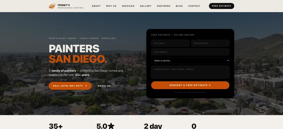 Penney's Pro Painting website — San Diego painting contractor