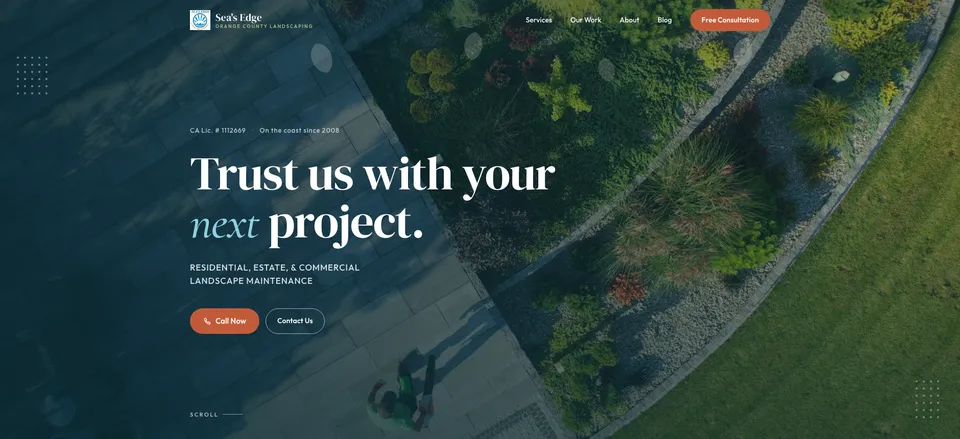 Sea's Edge Landscape website — Orange County landscaping contractor